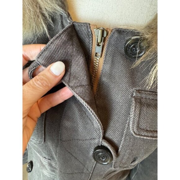 Marc By Marc Jacobs Coat Women 4‎ Brown Cotton Fur Hood Fishtail Parka Outerwear - Picture 9 of 10